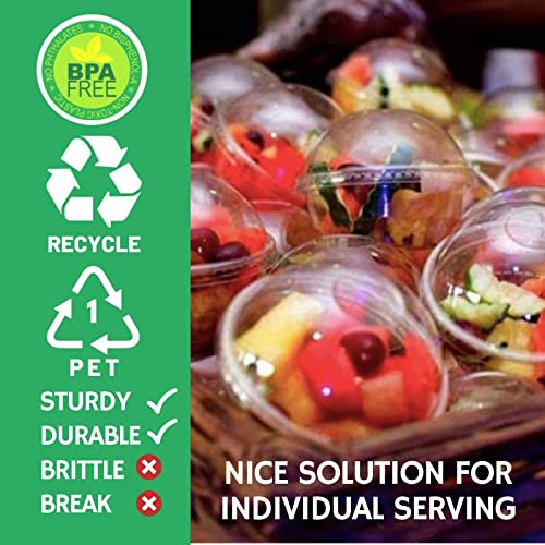 Image of 12 oz Clear Plastic Cups with Dome Lids No Hole - (30 Sets) PET Disposable Dessert Cup, Parfait cup for Ice Cream, Iced Cold Coffee Drinks, Cupcake. Fruit Cups for Kids bday Party with Nice Sealing