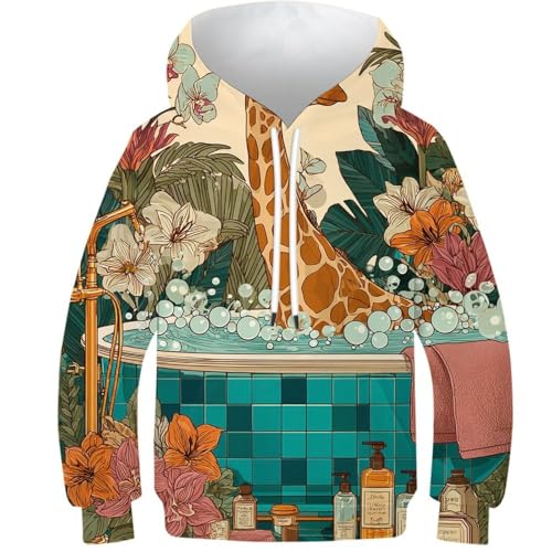 Sweat à capuche motif girafe l'heure du bain cadeau ado 12-14 ans