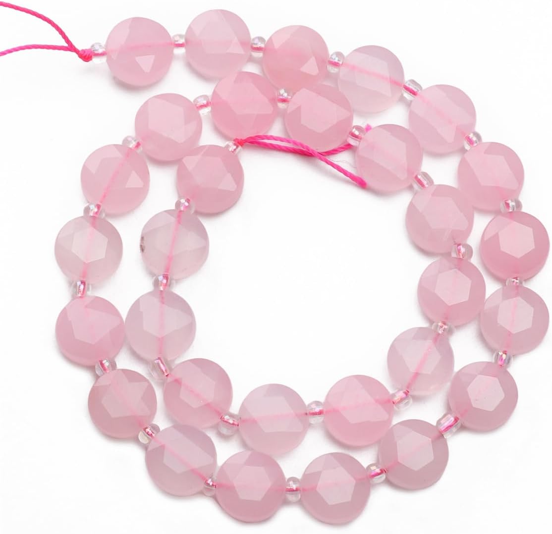 Natural Faceted Rose Quartz Rondelle Disk Stone Beads 10x5mm 37cm for DIY Chain Jewelry Making - Image 5