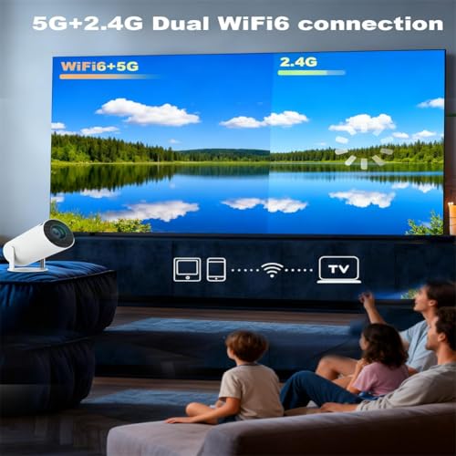 Mini proiettore 4K HD con WiFi e Bluetooth, correzione trapezoidale automatica per Home Theater