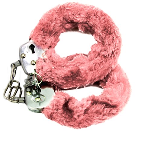 Bear boys Island Fur BDSM SM Bondage Sexy Restraints Fuzzy Furry Cuffs Working Soft Metal Handcuffs (Pink)