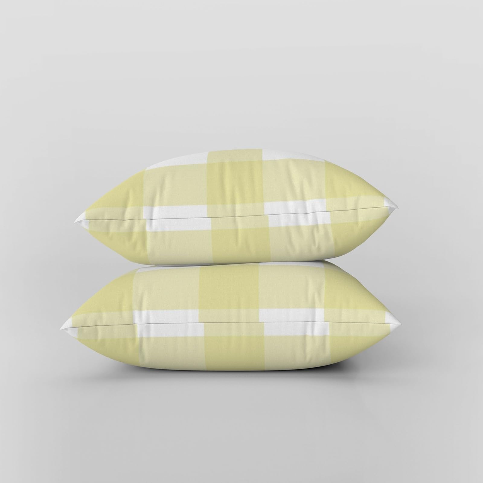ggaimwf Pastel Gingham Cushion Covers Yellow Tartan Plaid Chair Cushions Farmhouse Throw Pillow Covers Linen Look Checkered Pillows for Bed Couch Living Room Outdoor Garden Patio 40x40cm Set of 2 - Image 2