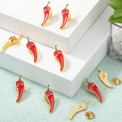 Image of Ferreve 10 Pcs Positive Pepper Chilli Brooch Pin Mental Health Gifts Neurospicy Brain Neurospicy ADHD Enamel Pin Alloy Brooches Dietitian Gifts Chilli Pepper Party Favors