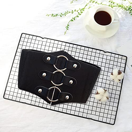 oshhni Cinto de cintura elástica Steampunk fivela casual feminino cinto espartilho largo para mulher