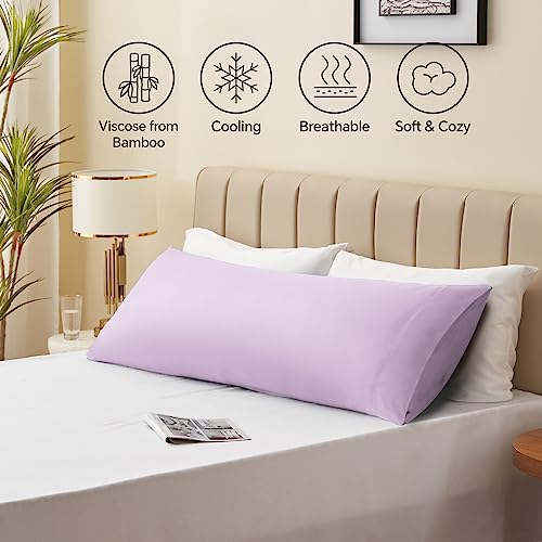 Image of BEDELITE Body Pillow Pillowcase, Rayon from Bamboo, Light Purple, 20 inchx54 inch