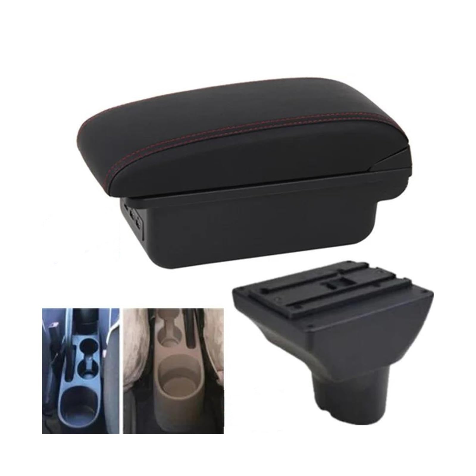 RESPUNEKBAH For Hyundai I20 2010 09-18 Car Armrest Center Storage Box Interior Car Accessories Armrest Box(B1 red line 3USB)