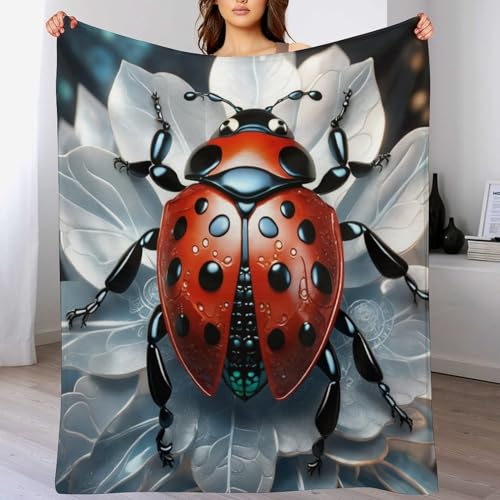 Couverture douce de haute qualité motif coccinelle lit 100x130