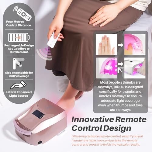 Image of UV LED Nail Lamp,96W Rechargeable Cordless Nail Dryer, 52 Beads Quick Dry with Remote Control,4 Timers,Auto Sensor,Key Sound,Built-in Cooling Fan,Professional Gel Polish UV Light (Pink)