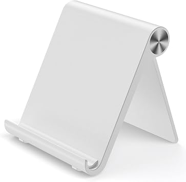 VOVIGGOL Cell Phone Stand Holder, Cellphone Holder Adjustable Desktop Phone Stand for Desk, Foldable Phone Cradle Dock Mobile Stand for iPhone iPad Tablet 4 to 7.9 Inch Smartphones White