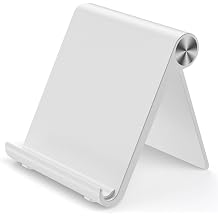 VOVIGGOL Mobile Phone Stand for Desk, Adjustable Desk Phone Stand, Foldable Phone Dock Cradle for iPhone iPad Tablet 4 to 7.9 Inch Smartphones White