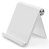 VOVIGGOL Cell Phone Stand Holder, Cellphone Holder Adjustable Desktop Phone Stand for Desk, Foldable Phone Cradle Dock Mobile Stand for iPhone iPad Tablet 4 to 7.9 Inch Smartphones (White)