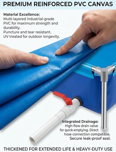 Estanque de peces de PVC con marco de acero para exterior, piscina de lona 400x100 cm 8