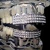 Three Row Grillz Set Iced Silver Tone Top & Bottom Teeth 3 Rows Hip Hop Grills