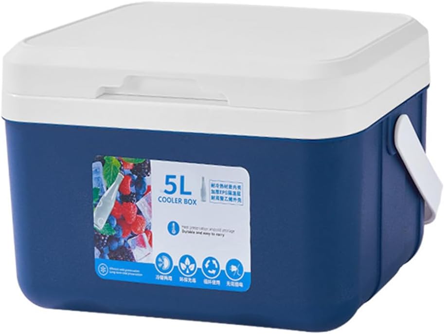 Enfriador portátil para acampar con asas de 5 litros, enfriador de hielo pequeño y duro, a prueba de fugas, para exteriores, mantiene el hielo hasta