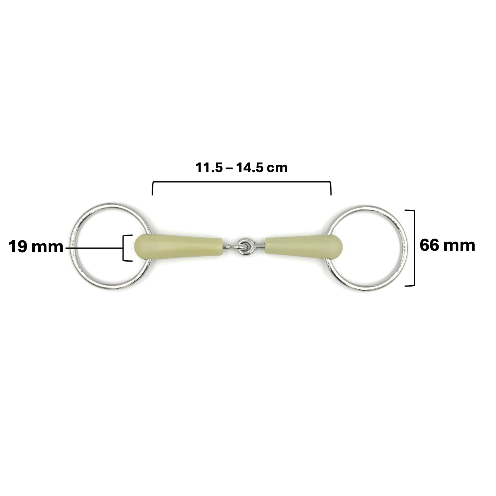 ES0042 Gebiss Wassertrense Einfach Gebrochen mit Apfel Apfelgeschmack Material Ringdurchmesser 66 mm Gebissstärke 19 mm (14.5 cm)