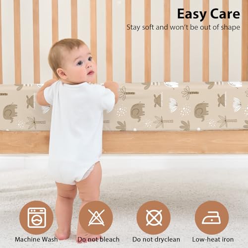 Image of Baby Crib Sheets for Boys and Girls, 3 Pack Toddler Bed Sheets for 52 inchx28 inch Standard Toddler Mattresses, Soft Microfiber Fitted Crib Sheets Neutral Orange Animal World