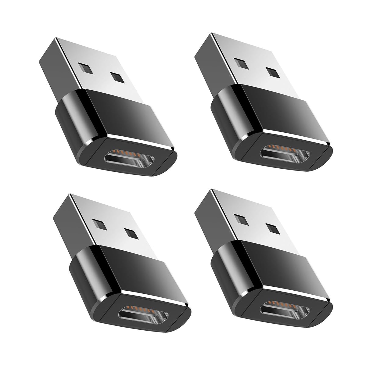 Etzin USB 3.1 Type C USB C Female to USB Male Adapter USB-C Female to USB Male, USB Type C Female to USB OTG Adapter Data Transfer Adapt etc. (Pack-of-4, Black)