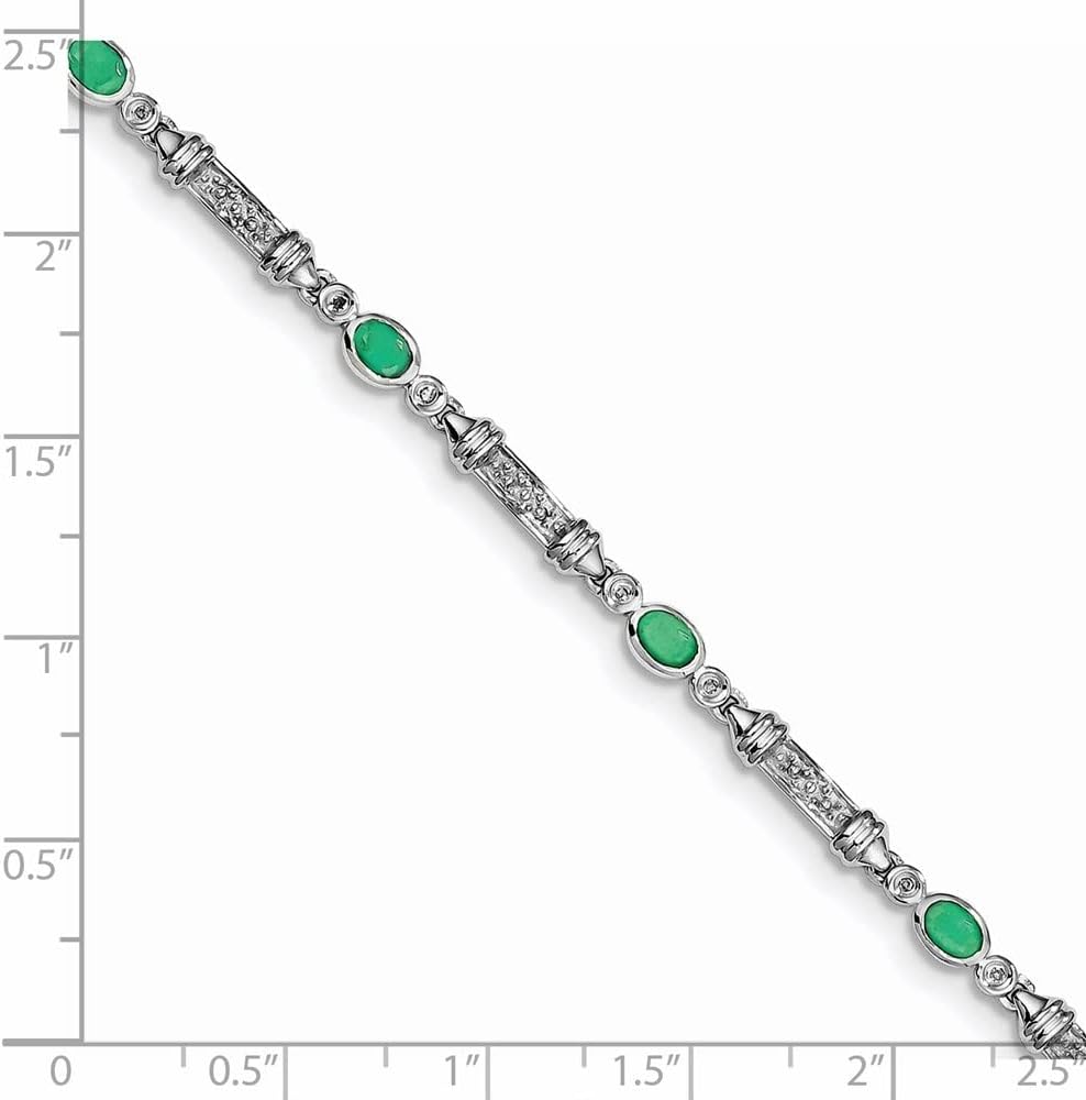 Diamond2Deal Sterling Silver Rhodium-plated Gemstone and Diamond Bracelet