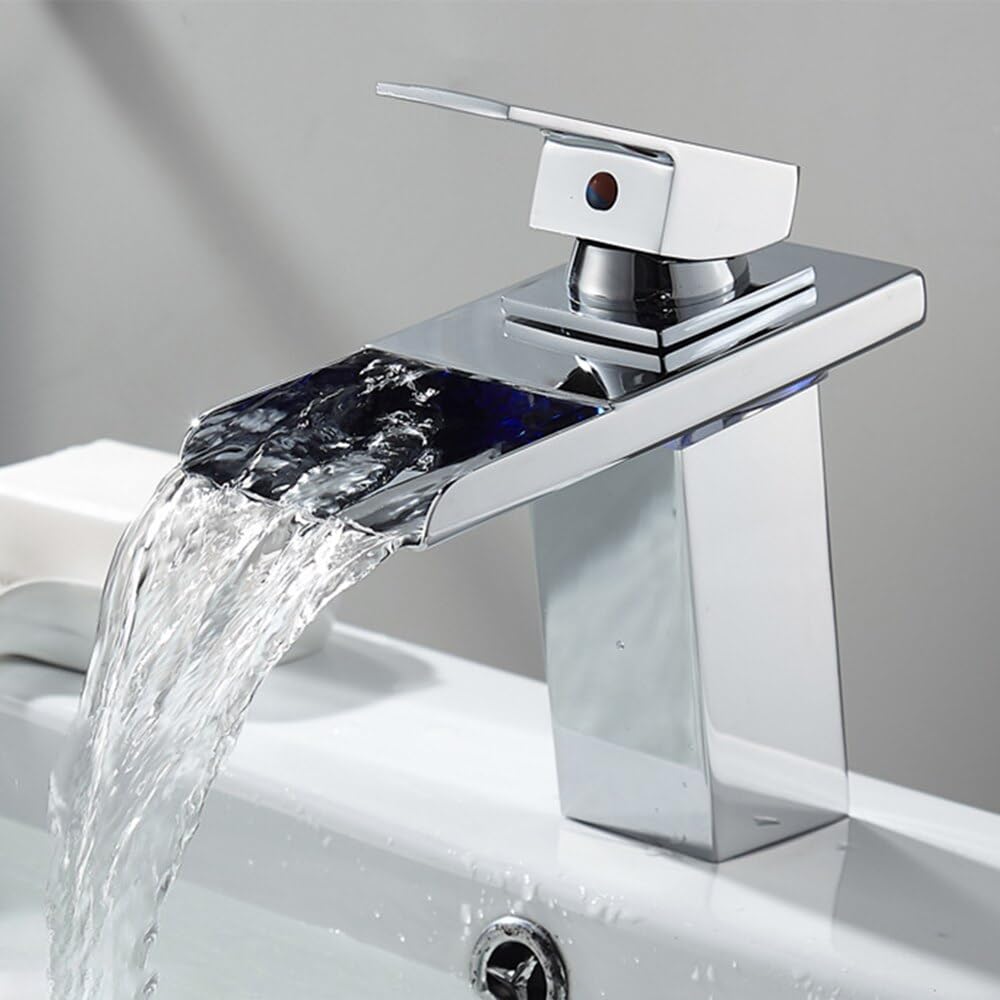Robinet d'eau froide et chaude cascade en laiton robuste pour lavabo