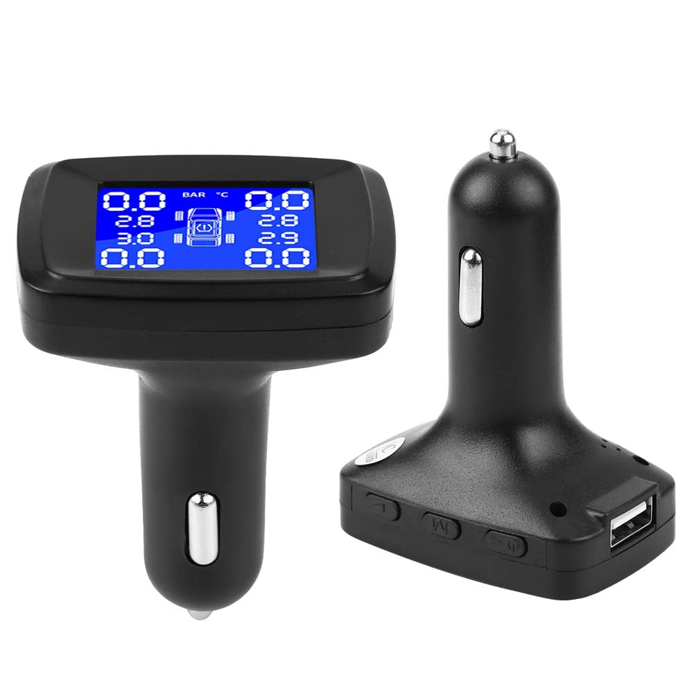 Sistema de Control de presión de neumáticos con 4 sensores internos Encendedor de Cigarrillos Monitor LCD inalámbrico Sistema Tpms Sistema de Control de presión de neumáticos de Coche