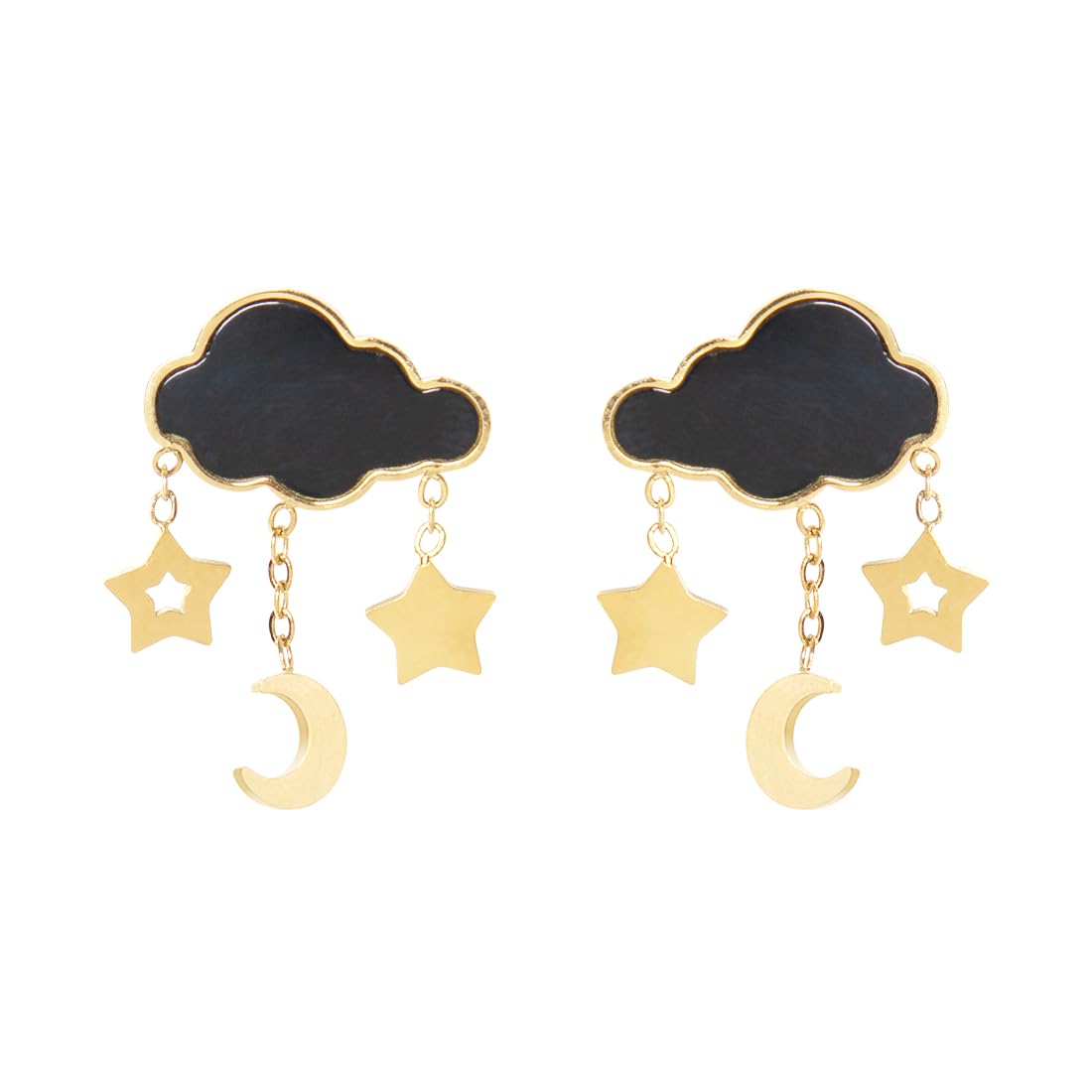 MAASHA Stylish Earrings For Women | Black Cloud, Golden Stars & Moon Dangle | Stainless Steel Charm | Minimalist Celestial Design | Lightweight (B0DHL86SR3) Amazon Price History, Amazon Price Tracker
