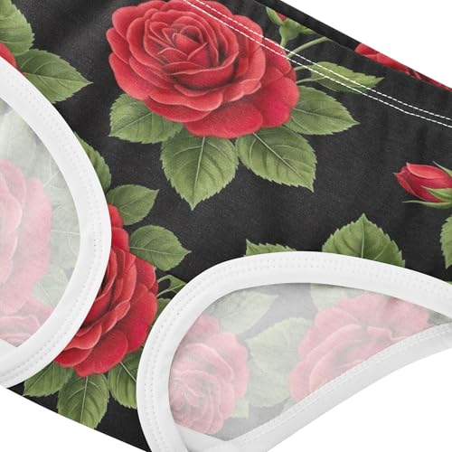 Vibrant Floral Elegant Flower Black Panties Little Girl Toddler Underwear Floral Cotton Stylish Briefs Kids Undies 2t4