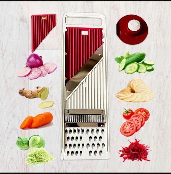 Image of DNEX A to Z 8 MAX TT Vegetable Slicer Premium Mandoline Vegetable Slicer and Grater, Stainless Steel Kitchen Tool with Food Holder, Multi-Function Design for Slicing and Grating, Red and White