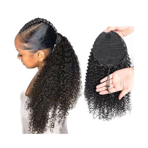 Extensiones de cola de caballo para peinado afro rizado en cabello humano de 24"