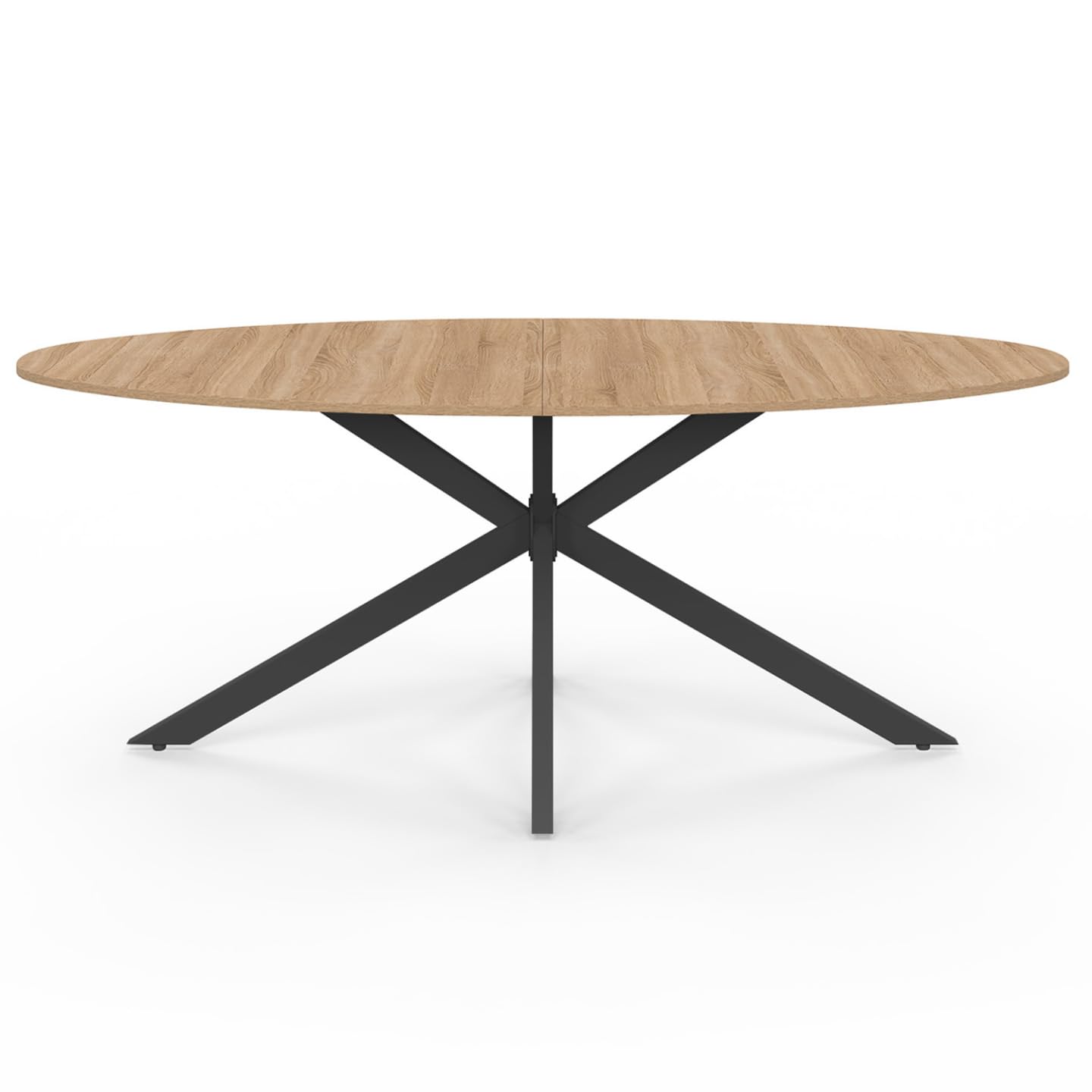 IDMarket - Ovaler Esstisch ALIX 10 Personen Spinnenfuß Holz und Schwarz 200 cm