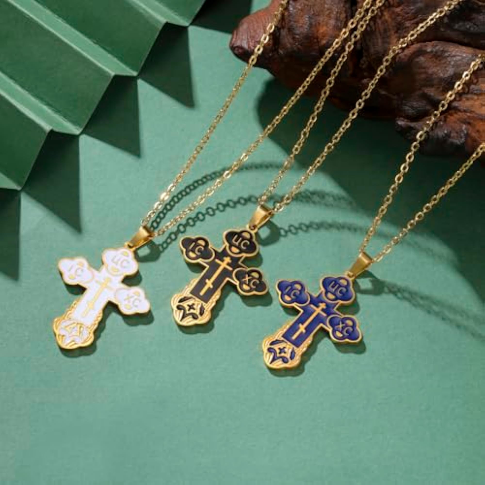 Cross Necklace Russian Orthodox Crucifix for Men and Women