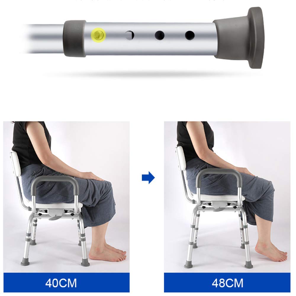 Silla de Ducha para Ancianos Altura Ajustable con Reposabrazos y Respaldo Asiento de Ducha Recorte en Forma de U para Adultos y Discapacitados Ayuda para Taburete de Ducha, Girator
