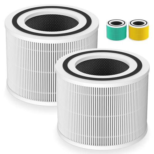 Core 300 Replacement Filter for LEVOIT Core 300/ Core 300S/ Core 300-P/Core 300S-P/Core P350 Air Purifi-ers, 3-IN-1 HEPA Filter, Compared to Part# Core 300-RF, White (2 Pack)