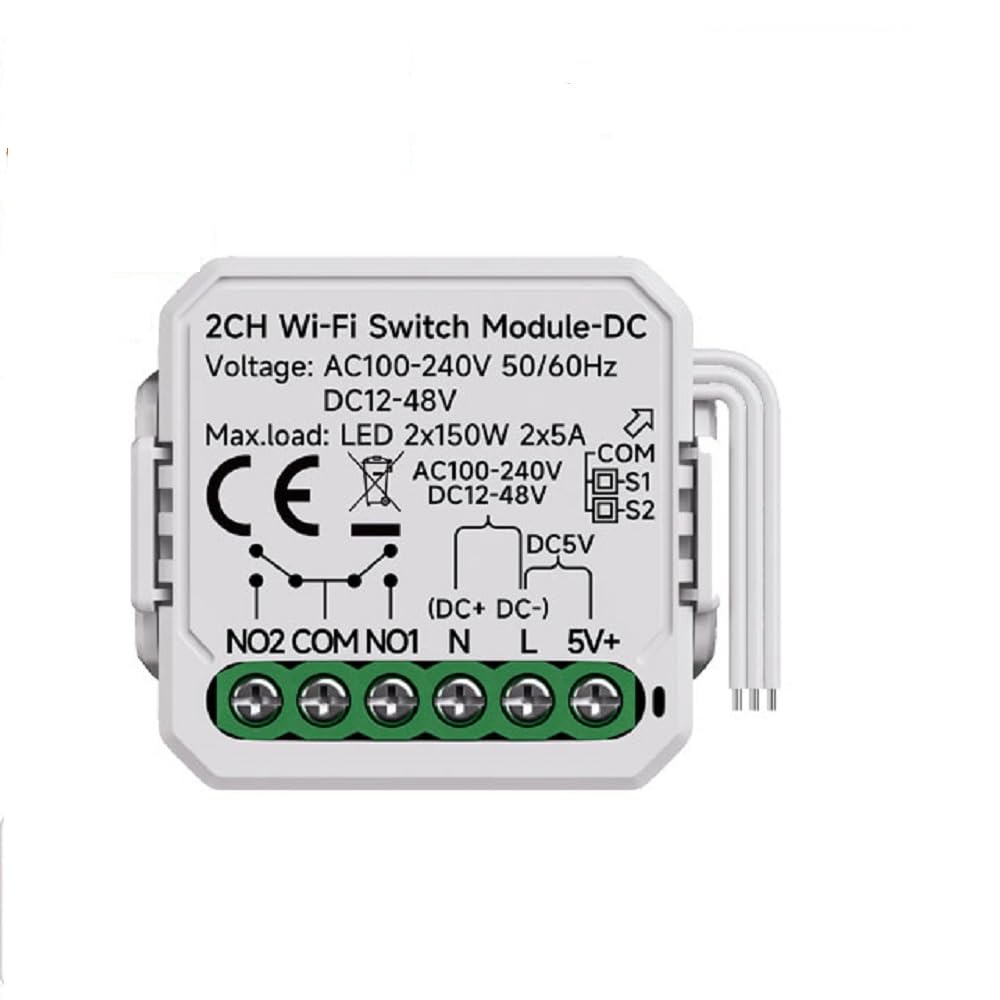 MHCOZY Tuya Smart Life app Dry Contact WiFi Relay Switch Module,2 Channel DC 5V 12/24V AC 100-240V,Compatible with Alexa Google Home