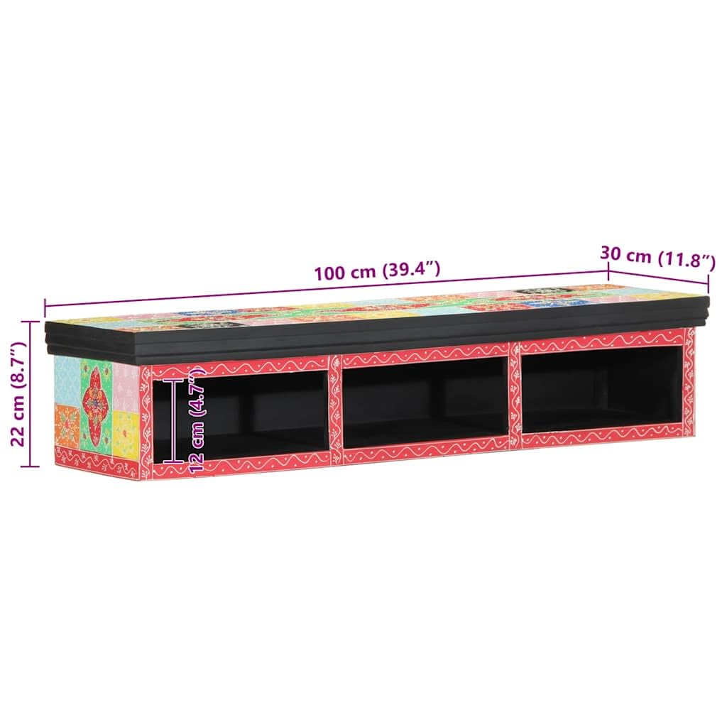 Mangloder - Mobile TV basso, in legno, multicolore, 100 x 30 x 22 cm, con 3 ripiani, per soggiorno, home theatre e gaming