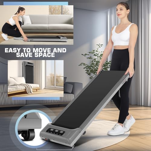 Image of Walking Pad Under Desk, Funmily 2.5hp Small Treadmill for Home /Office, 2024 Upgrade 3-in-1 Mini Treadmill with App, Remote Control, LED Display, 300 Lb Capacity