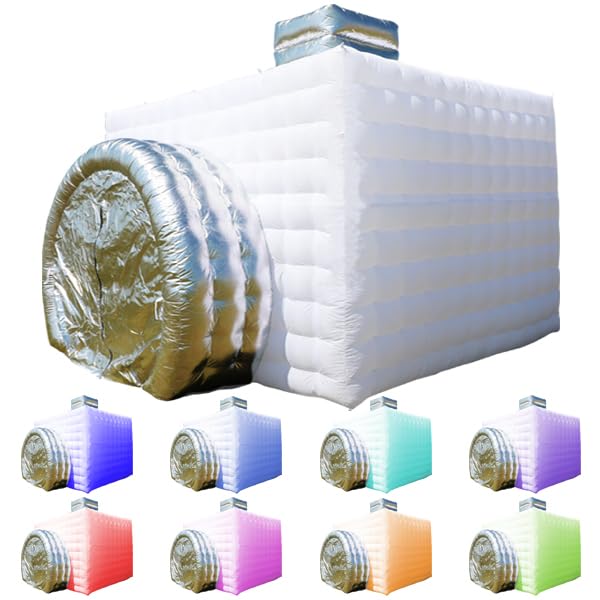 Inflatable Photo Booth Enclosure White and Silver, Led Photo Booth Tent with Internal Blower,Perfect for Parties, Weddings, Birthdays, Anniversaries