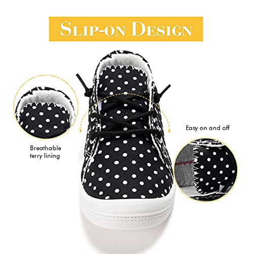Image of FUNKYMONKEY Slip-On Canvas Sneakers for Women, Comfortable Lightweight Lace-Up Flat Casual Tennis Shoes Breathable Walking Shoes for Everyday Wear
