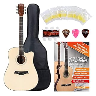 Rocktile WSD-101C NT Guitare acoustique folk, dreadnought Set d’apprentissage - Les Beatles, Paul McCartney, John Lennon, RIngo Starr, George Harrison