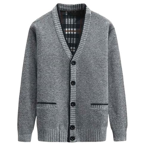 シニア ニット 厚手 冬 メンズ ビジネス 秋 カーディガン 防寒 裏起毛 アウター vネック 暖かい 羽織り カーデ ポケット付き ニットカーディガン 父の日 お年寄り おじいちゃん 寒さ対策 メンズファッションのサムネイル