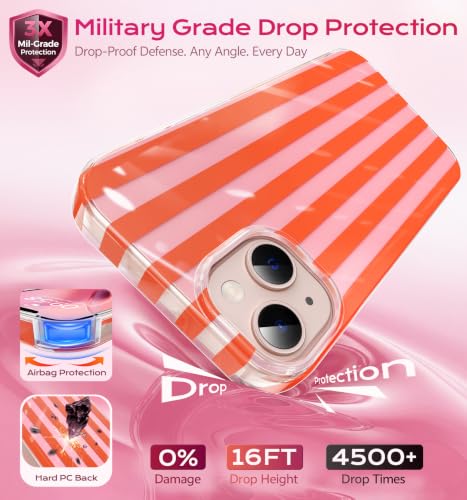Coque iPhone 15 antichoc à rayures esthétiques et mignonnes - 3