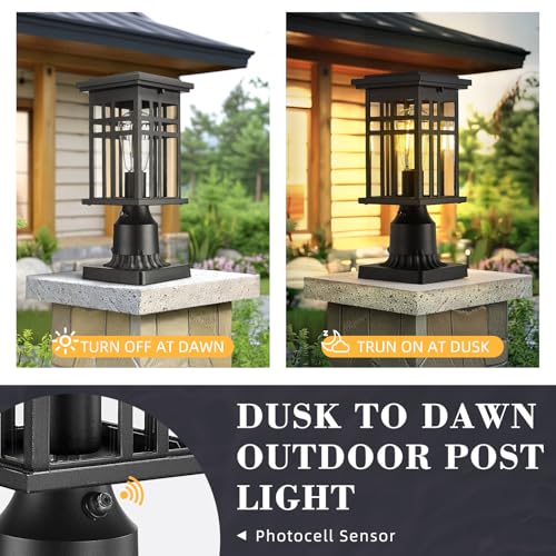 Image of zeyu 12.2-Inch Lamp Posts Outdoor Lighting with Clear Glass, 20068-P PC BK