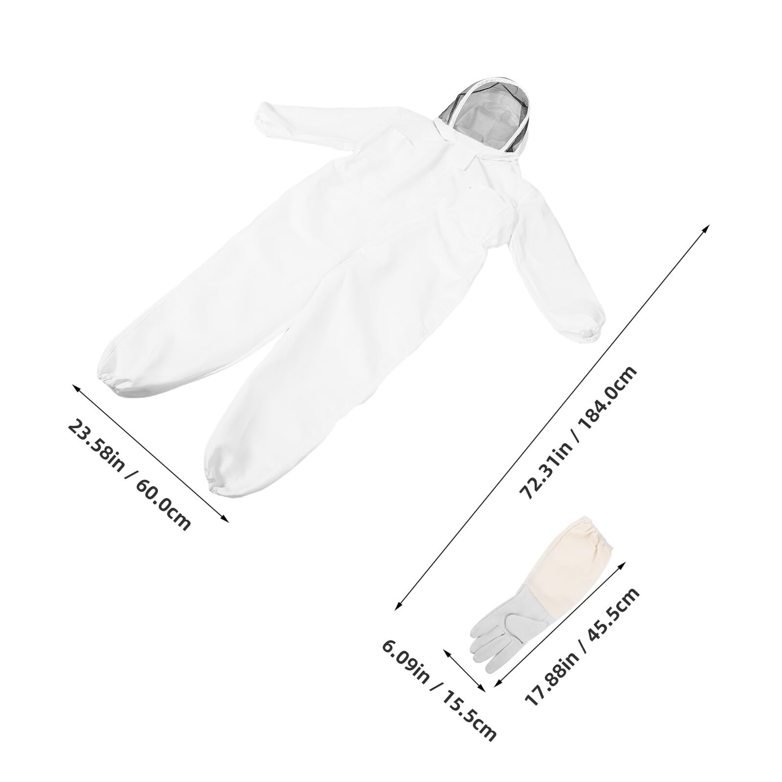 Traje de Apicultor XL de Algodón Grueso con Capucha y Velo Mono Completo con Guantes para Protección contra Aguijonazos Ropa Ventilada para Apicultura Profesional y Manejo