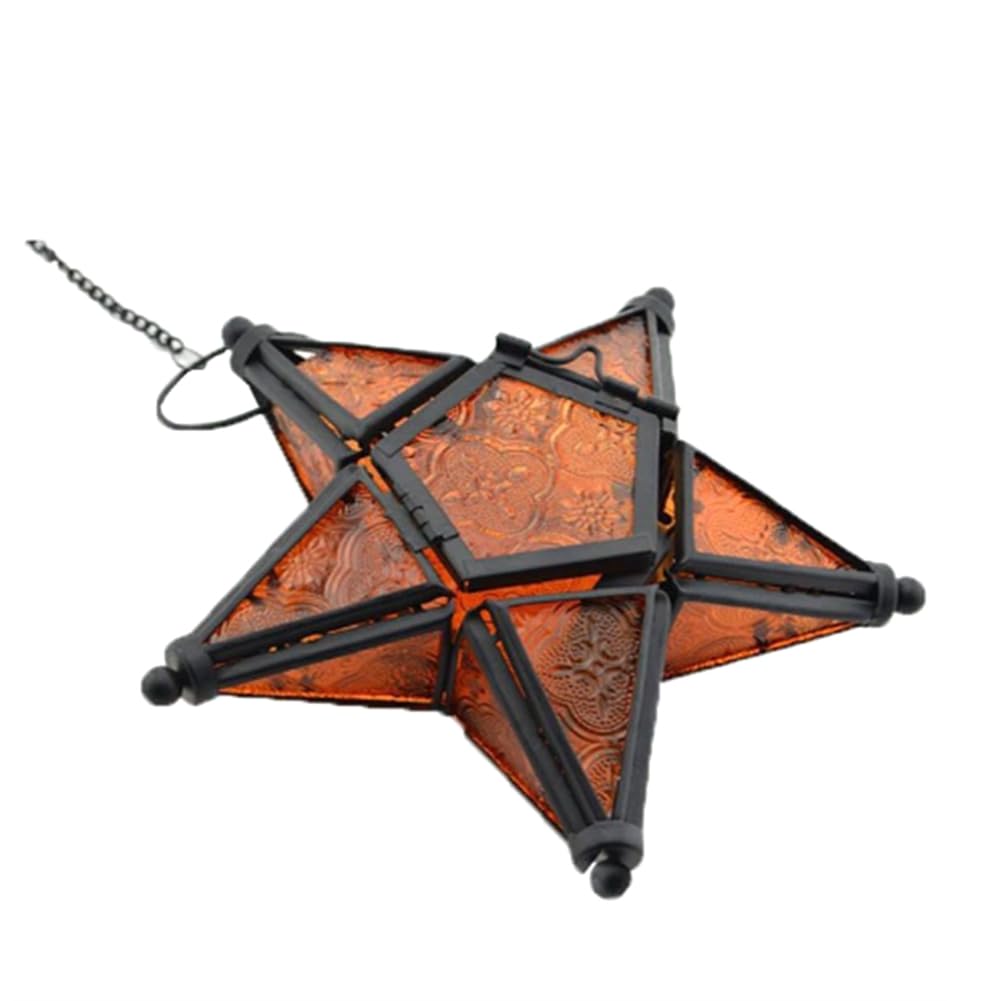 CTRLZS Iron Candle Holder Moravian Star Candle Holder Star Orange Tea Lights Candles Star Lantern Mini Lanterns Easy to Use Yellow