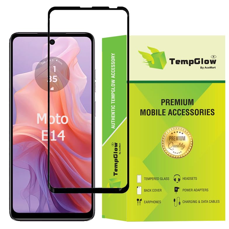 Image of Screen Protector for Motorola Moto E14 (Black) Tempered Glass Edge-to-Edge 6D Screen Guard With Installation Kit