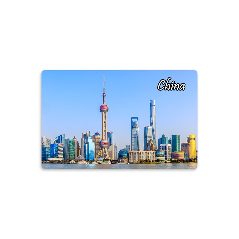 EVERCAREGIFTS Tourism Souvenir China Country Fridge Magnet Shanghai Foreign Country Refrigerator Magnet Birthday Gifts for Tourists World Tourism Souvenir Fridge Magnet Decoration Size: 8.2x5.2 CM
