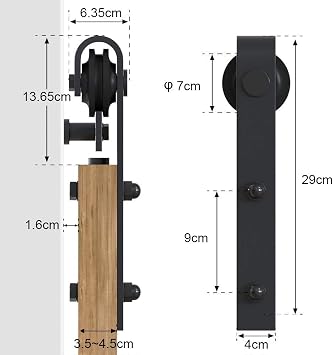 5FT/152CM Double Sliding Door, Door Track System for 2 x 76CM Door | WINSOON Track Kit Barn Wood Sliding Door Track System for 2 x 76CM Door, Sturdy and Smoothly, Easy to Install