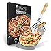Flowboo Pizzaschieber Edelstahl | Pizza Set mit XXL Pizzaschaufel & Schneideroller | Pizza Schieber für Grill & Ofen mit faltbarem Bambusgriff | Pizzawender für Pizzen bis 32cm | Pizza Zubehör