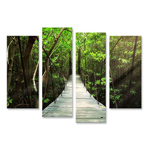 bilderfelix Cuadro Cuadros Puente Colgante en el Bosque Fotografia HD Tela en Lienzo MZN