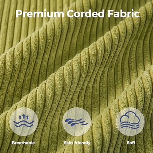 Image of MAXYOYO 132 inch L Shaped Modular Sectional Sofa with Ottoman, Cloud Boneless Couch with Layered Cushion, Upholstered Sofa in a Box, Flexible Module Combination for Living Room, No Assembly, Green