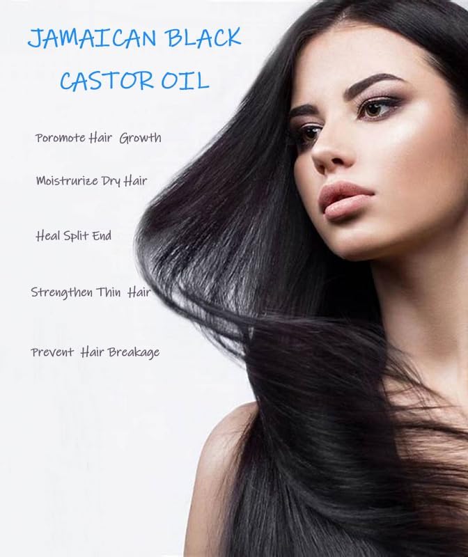 Jamaican Black Castor Oil, Organic Castor Oil Cold Pressed Unrefined Glass Bottle,Rich in Vitamin E, Omega Fatty Acids and Minerals Castor Oil for Face, Hair & Skin, Lashes & Brows, Nail Care 8OZ - Image 5